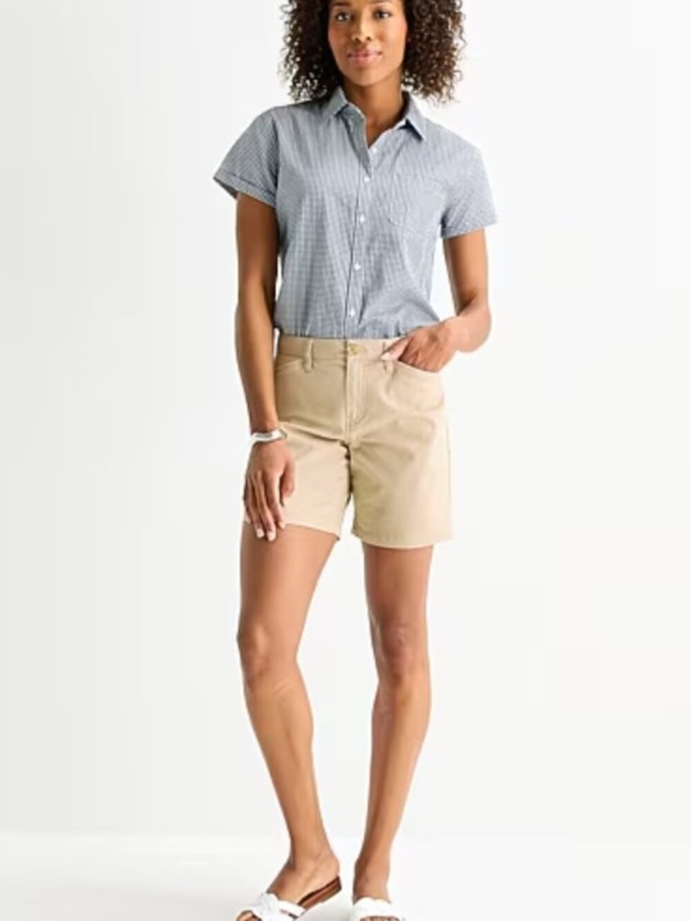 St. John's Bay Womens 7" Chino Short "Biscotti" color